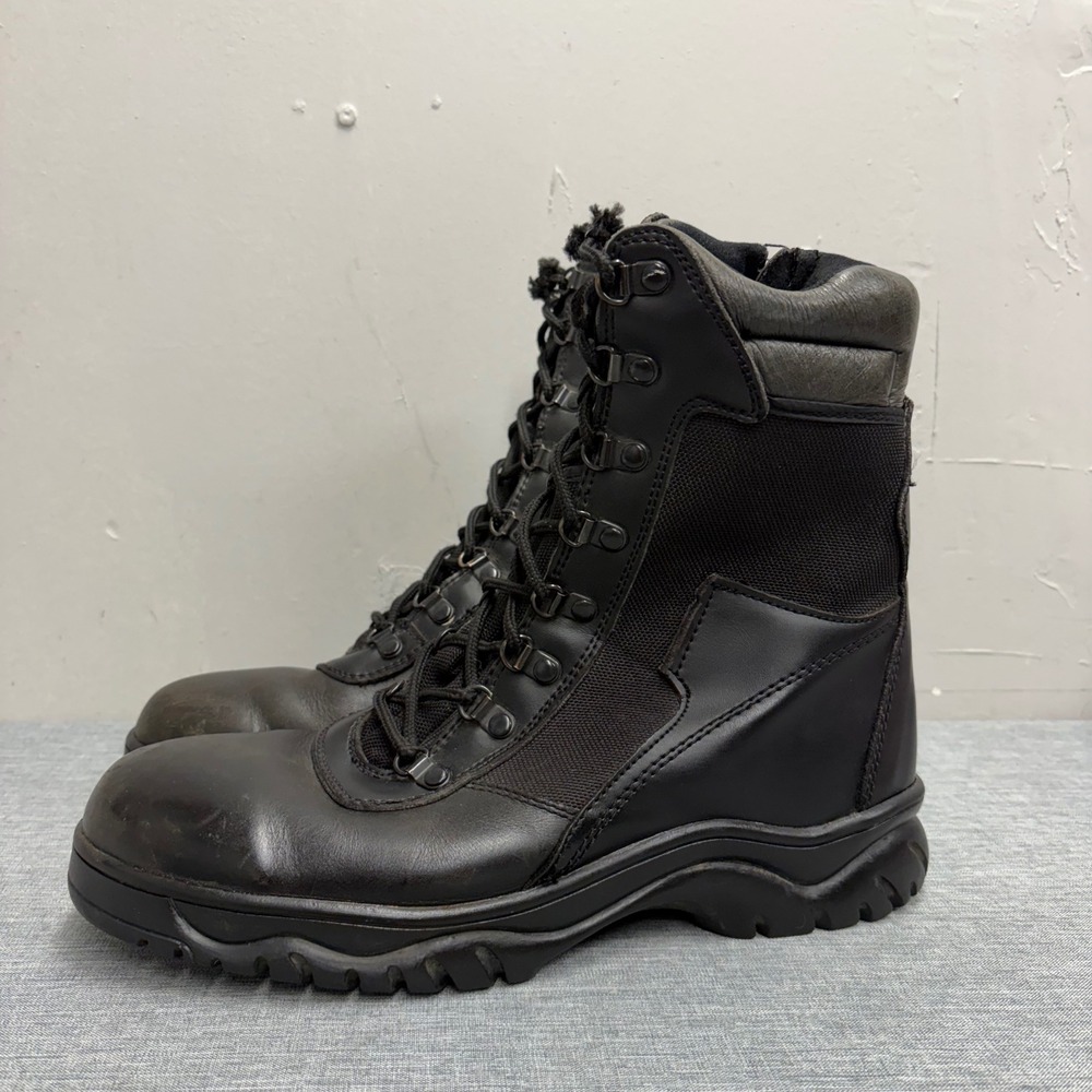 Rothco Tactical Boots Mens 11 Black Side Zip Leather Nylon Combat Workwear V85